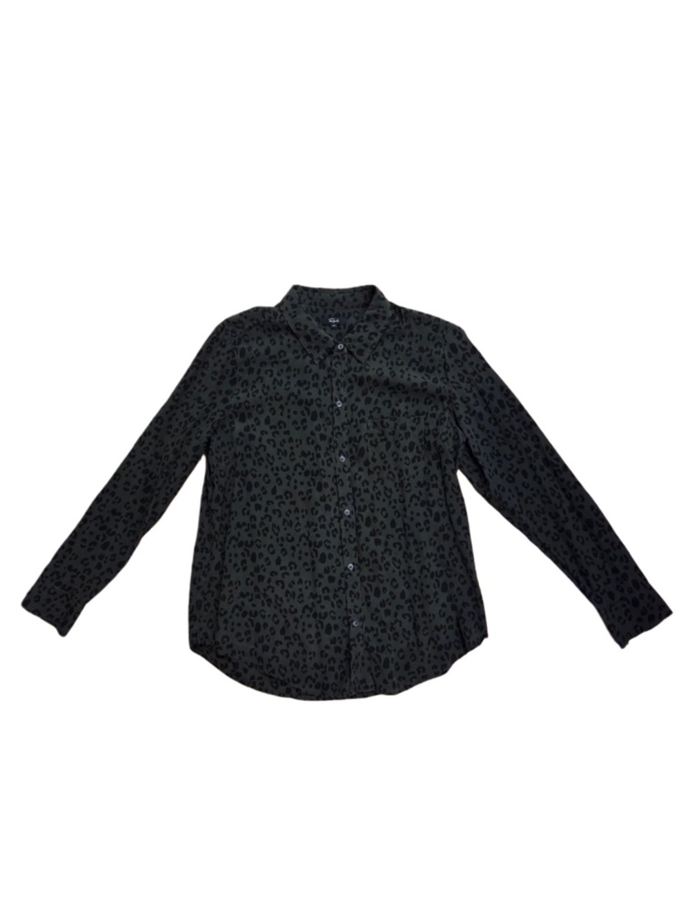 Rails women’s Olive Miltary Green Leopard-Print Button-Down Shirt